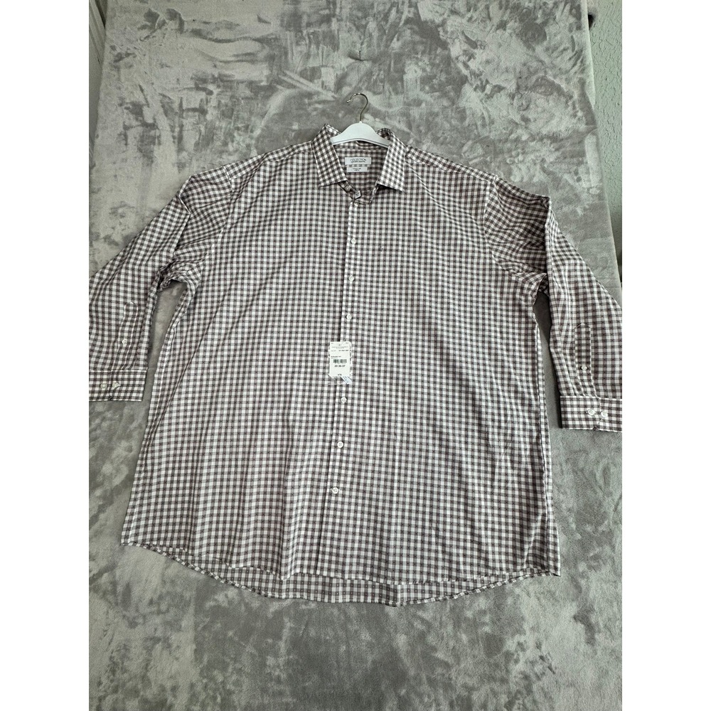 Michael Strahan Collection Mens Big & Tall Burgundy Wrinkle Free‎ Gingham Shirt